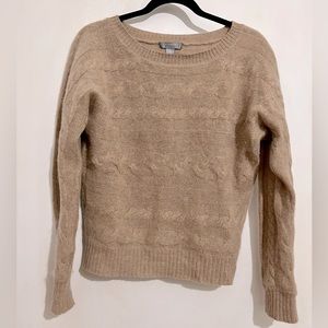 Camel cashmere sweater with cable detail